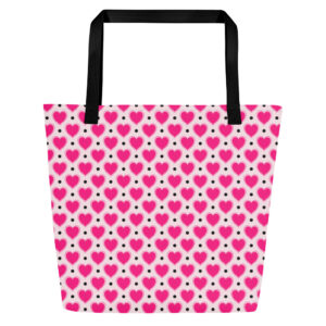 Bold Hearts All-Over Print Large Tote Bag